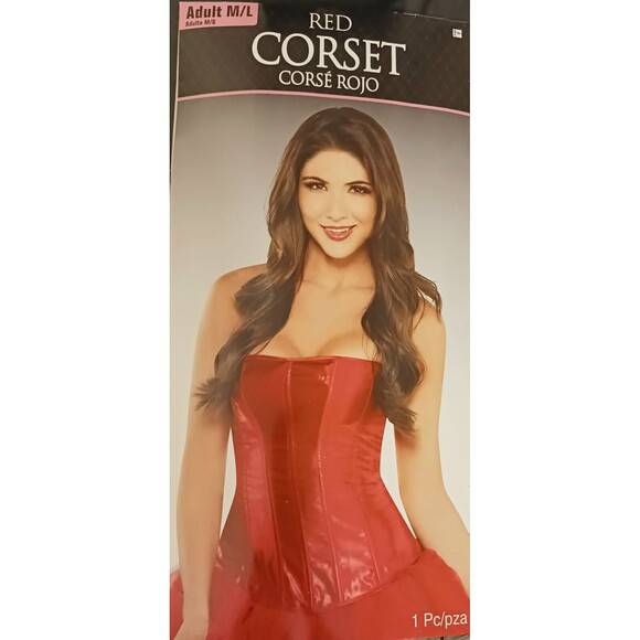 SEXY Valentine/Devil Red Satin Corset/Bustier M/L Cosplay Costum Halloween - Picture 2 of 6